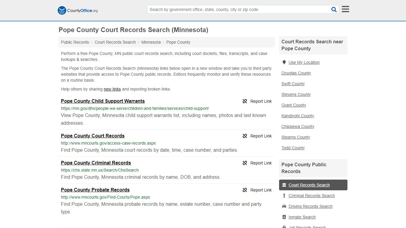 Court Records Search - Pope County, MN (Adoptions, Criminal, Child ...